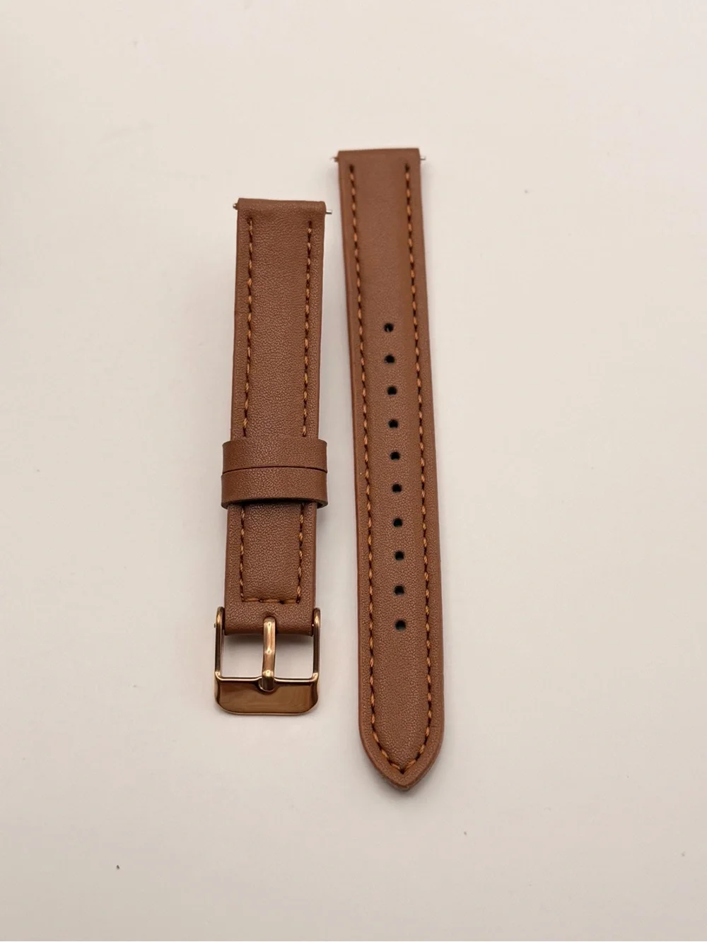 Leather Band, 18mm, quick fit, brown & gold, new
